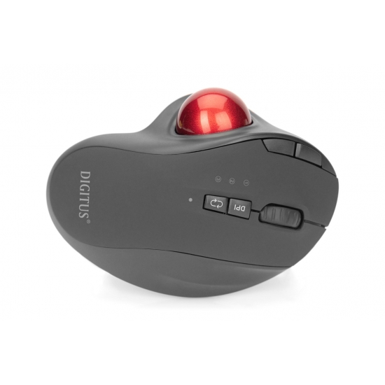 DIGITUS MYSZ BEZPRZEWODOWA TYPU TRACKBALL, ERGONOMICZNA, BLUETOOTH LUB USB C, CZARNA DA-20156