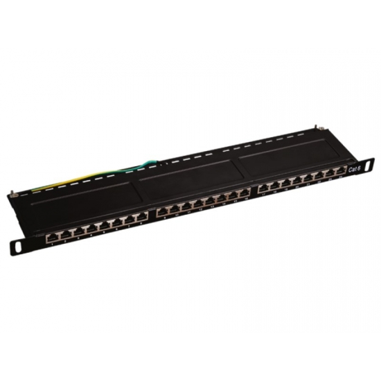 Patch panel A-LAN PK028 (0.5U; 19"; kat. 6; STP; 24xRJ-45)