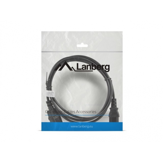 Kabel Lanberg CA-C13E-10CC-0018-BK (C14 / IEC C14 / IEC 320 C14 M - C13 F; 1,8m; kolor czarny)