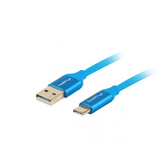 Kabel Lanberg Premium QC 3.0 CA-USBO-22CU-0005-BL (USB 2.0 typu A M - USB typu C M; 0,50m; kolor niebieski)