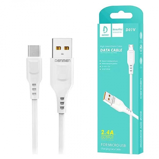 DENMEN KABEL USB MICRO 2.4A BIAŁY 1M D01V