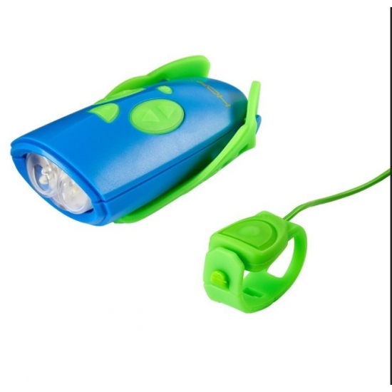 Lampka rowerowa z klaksonem HORNIT Mini GREEN - BLUE 5353GRBU