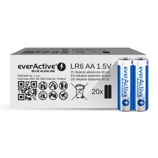 EVERACTIVE BATERIE ALKALICZNE AA/LR6 LIMITED BLUE ALKALINE - 40 SZTUK ALEV6S2BK