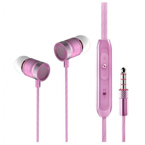 SOMOSTEL SŁUCHAWKI CS03 JACK 3.5MM METALOWE KOMORY DZWIĘKOWE AUTHENTIC BASS+MIKROFON CS03 PINK