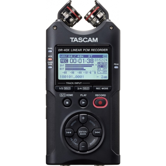 Tascam DR-40X - Przenośny rejestrator cyfrowy z interfejsem USB, zapisujący 2 x stereo, 2 GB karta SD