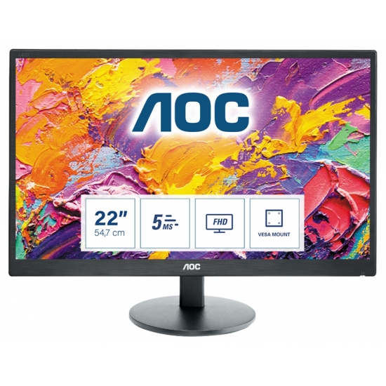 Monitor AOC E2270SWHN (21,5"; TN; FullHD 1920x1080; HDMI, VGA; kolor czarny)