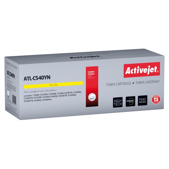 Toner Activejet ATL-C540YN (zamiennik Lexmark C540H1YG; Supreme; 2000 stron; żółty)