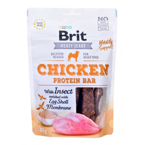 Brit Jerky Chicken Protein Bar with instect - Kurczak - przysmak dla psa - 80g