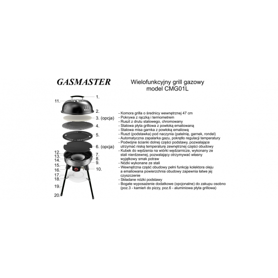 Wielofunkcyjny grill gazowy Gasmaster CMG 01L