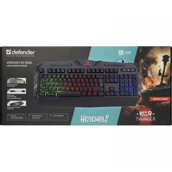 DEFENDER KLAWIATURA GAMINGOWA MEMBRANOWA WEREWOLF GK-120DL PODŚWIETLENIE RGB 45124