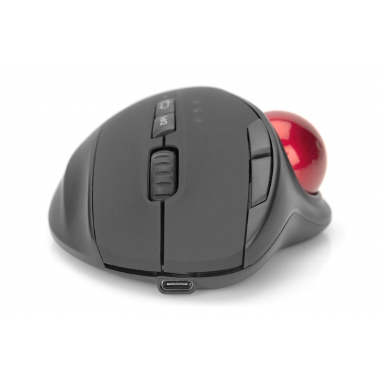 DIGITUS MYSZ BEZPRZEWODOWA TYPU TRACKBALL, ERGONOMICZNA, BLUETOOTH LUB USB C, CZARNA DA-20156