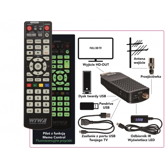 WIWA TUNER DVB-T/T2 H.265 MINI LED