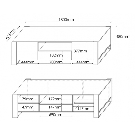 Szafka RTV WOOD 180/44/48 dąb wotan + antracyt