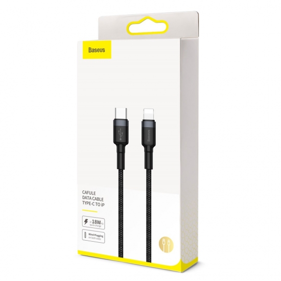 BASEUS KABEL USB-C DO LIGHTNING PD CATLKLF-91 CAFULE, 18W, 1M (CZARNO-CZERWONY)