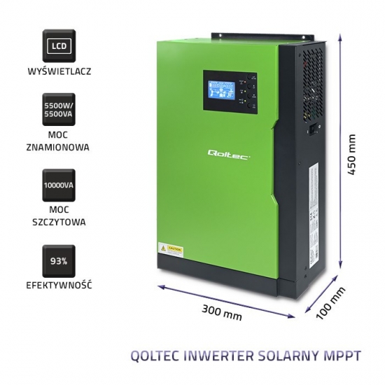 QOLTEC INWERTER SOLARNY HYBRYDOWY OFF-GRID 5,5KW | 100A | 48V | MPPT | SNUS