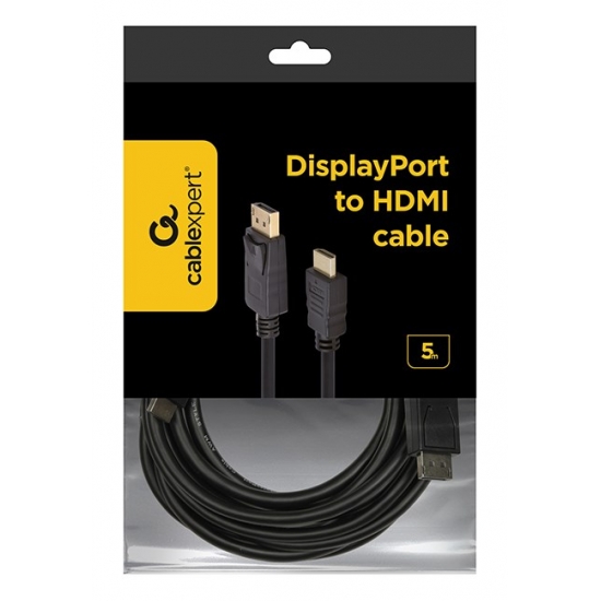 Kabel GEMBIRD CC-DP-HDMI-5M (HDMI M - DisplayPort M; 5m; kolor czarny)