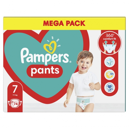 PAMPERS Pieluchomajtki XXL Rozm 7, 17+kg,74szt