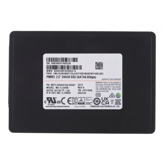 Dysk SSD Samsung PM893 240GB SATA 2.5" MZ7L3240HCHQ-00A07 (DWPD 1)