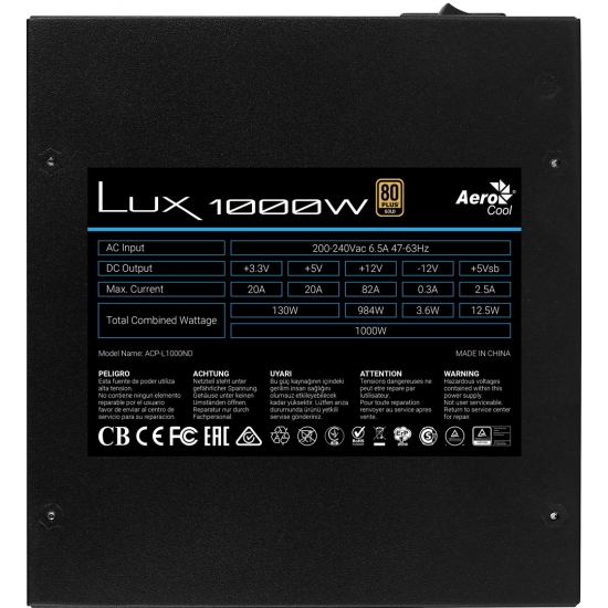 ZASILACZ AEROCOOL PGS LUX 1000W 80+ Gold