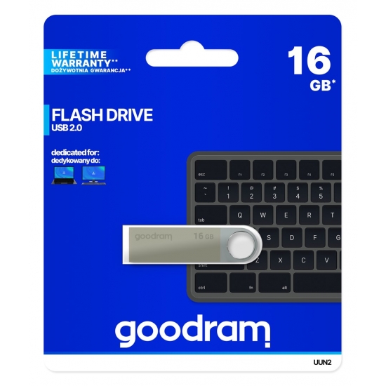 Pendrive GoodRam UUN2 UUN2-0160S0R11 (16GB; USB 2.0; kolor srebrny)