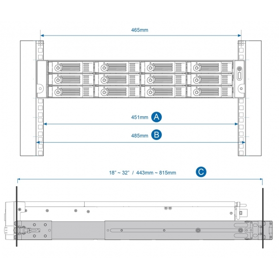 QNAP- RAIL-B02 szyna do urządzeń rack 19"