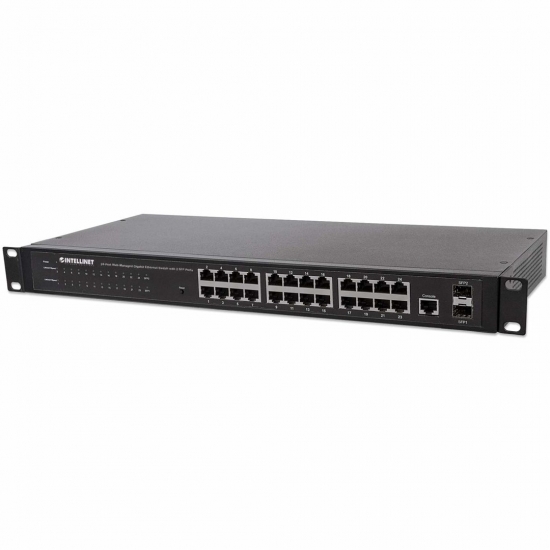 INTELLINET GIGA SWITCH 24X RJ45 + 2X SFP WEB-SMART VLAN QOS RACK 560917