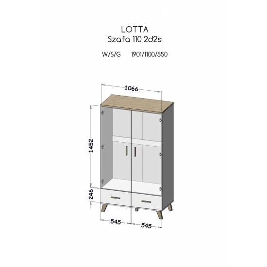 Szafa LOTTA 2D2S biały+ dąb sonoma