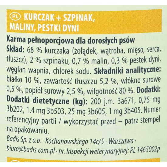 ANIMONDA GranCarno Superfoods: kurczak szpinak - mokra karma dla psa - 800g