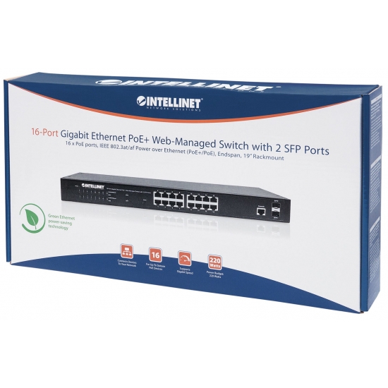 INTELLINET GIGABIT SWITCH 16X 10/100/1000 RJ45 POE