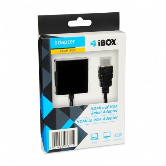 Adapter IBOX IAHV01 (HDMI M - D-Sub (VGA) F; 1m; kolor czarny)