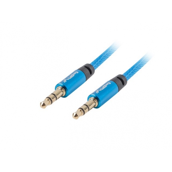 Kabel Lanberg Premium CA-MJMJ-10CU-0010-BL (Jack 3,5 mm M - Jack stereo 3,5 mm M; 1m; kolor niebieski)