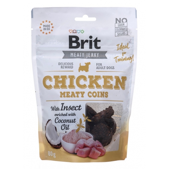 Brit Jerky Chicken Meaty Coins with instect - Kurczak - przysmak dla psa - 80g