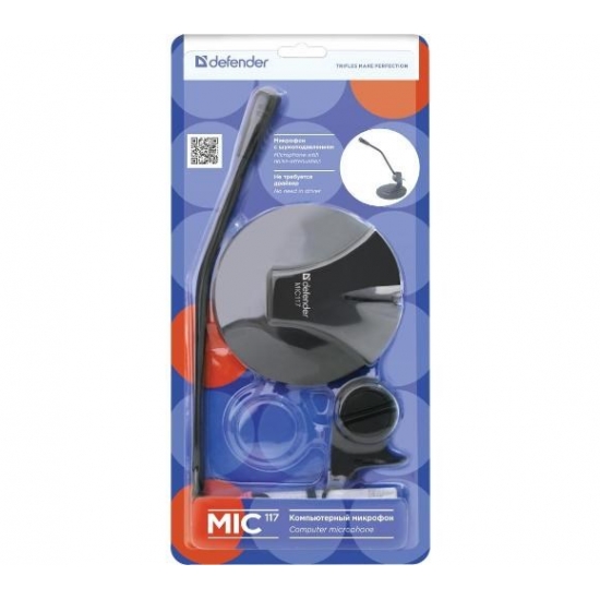 DEFENDER MIKROFON STACJONARNY DO KOMPUTERA 3.5 MM JACK MIC-117 64117