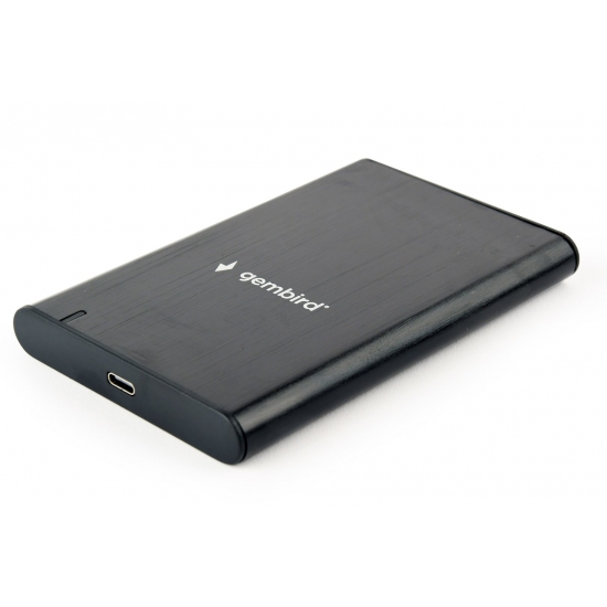 GEMBIRD OBUDOWA USB 3.1 NA DYSK HDD/SSD 2.5'' SATA SZCZOTKOWANE ALUMINIUM, CZARNA