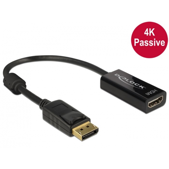 Adapter DELOCK 62609 (DisplayPort M - HDMI F; kolor czarny)