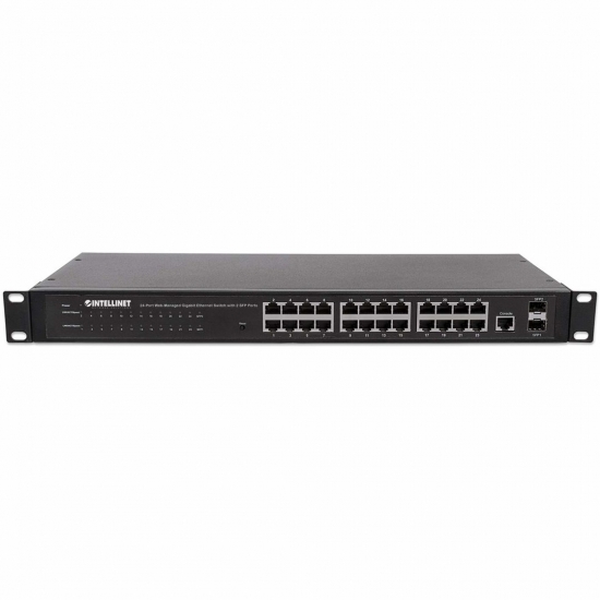 INTELLINET GIGA SWITCH 24X RJ45 + 2X SFP WEB-SMART VLAN QOS RACK 560917