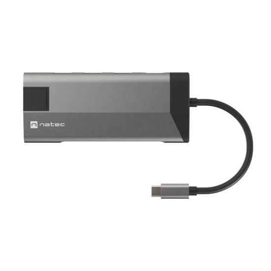 NATEC MULTIPORT ADAPTER FOWLER PLUS USB-C-> USB 3.0 3X, HDMI 4K, USB-C PD, RJ45, MICRO SD NMP-1690