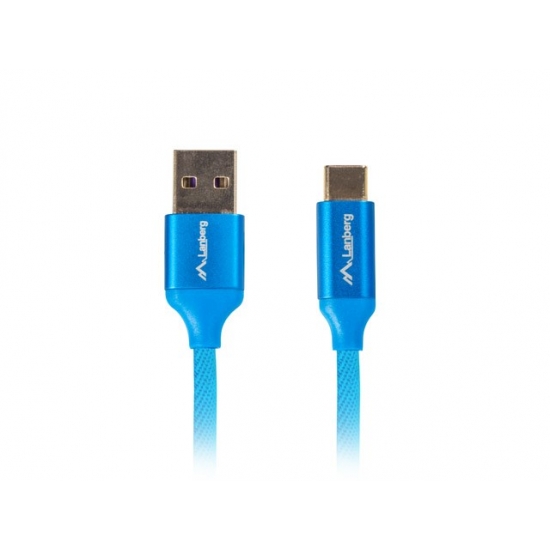 Kabel Lanberg Premium QC 3.0 CA-USBO-22CU-0005-BL (USB 2.0 typu A M - USB typu C M; 0,50m; kolor niebieski)