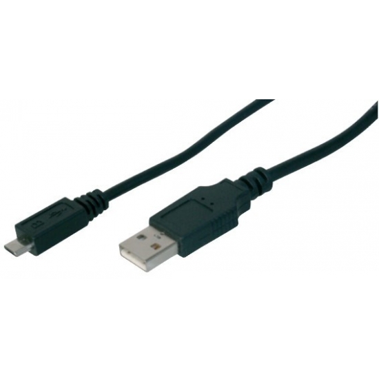 DIGITUS KABEL POŁĄCZENIOWY USB 2.0 HIGHSPEED TYP USB A/MICROUSB B M/M CZARNY 1.8M AK-300110-018-S