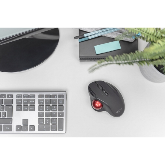 DIGITUS MYSZ BEZPRZEWODOWA TYPU TRACKBALL, ERGONOMICZNA, BLUETOOTH LUB USB C, CZARNA DA-20156