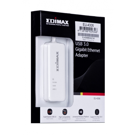 Karta sieciowa EDIMAX EU-4306 (RJ-45, USB 3.0; 1x 10/100/1000Mbps)