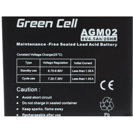 GREEN CELL AKUMULATOR ŻELOWY AGM02 6V 4,5AH