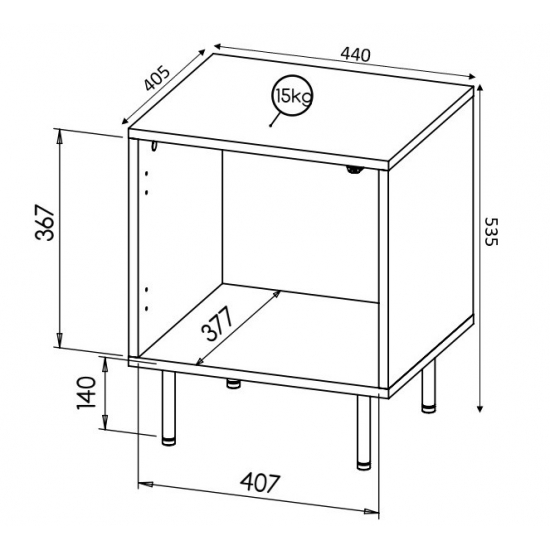 Szafka nocna HOLE 2szt. 44x40,5xH53,5 czarny mat