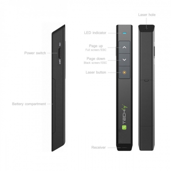 TECHLY PREZENTER BEZPRZEWODOWY ZE WSKAŹNIKIEM LASEROWYM ITC-LASER26