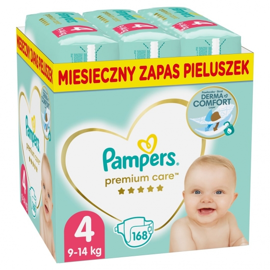 Pampers Premium Care Pieluchy Monthly Box, Rozmiar 4, 8-14kg, 168szt