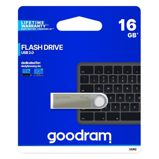 Pendrive GoodRam UUN2 UUN2-0160S0R11 (16GB; USB 2.0; kolor srebrny)