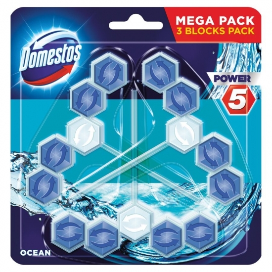 DOMESTOS Power 5 Kostka zapachowa do WC Ocean 3x55g